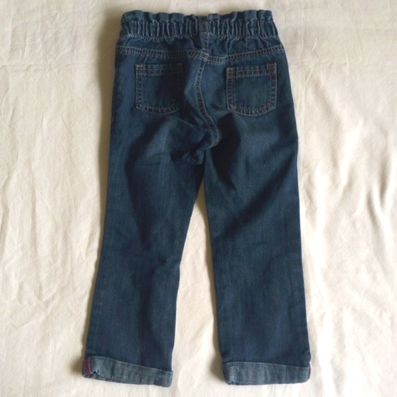 old navy paper bag waist straight leg rolled hem denim jeans 3T toddler girls - Picture 7 of 8